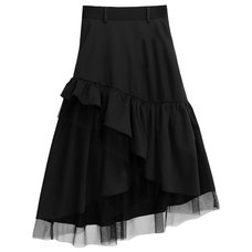 LISTEN FLAVOR Black Ruffle Frilly Skirt