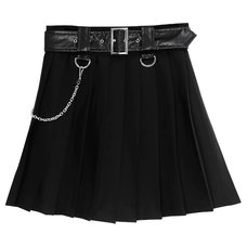 LISTEN FLAVOR Chain Belt Pleated Skirt