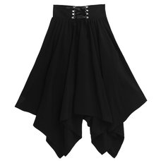 LISTEN FLAVOR Black Lace-Up Hemline Skirt