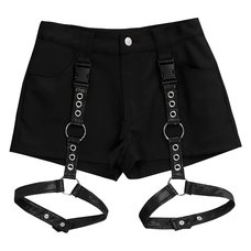 LISTEN FLAVOR Black Shorts w/ Harness Garter Belt