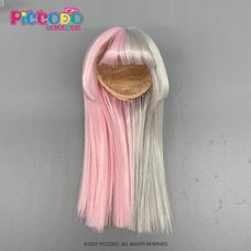 Piccodo Doll Hime Cut Wig Two-Tone Color: Pink & White